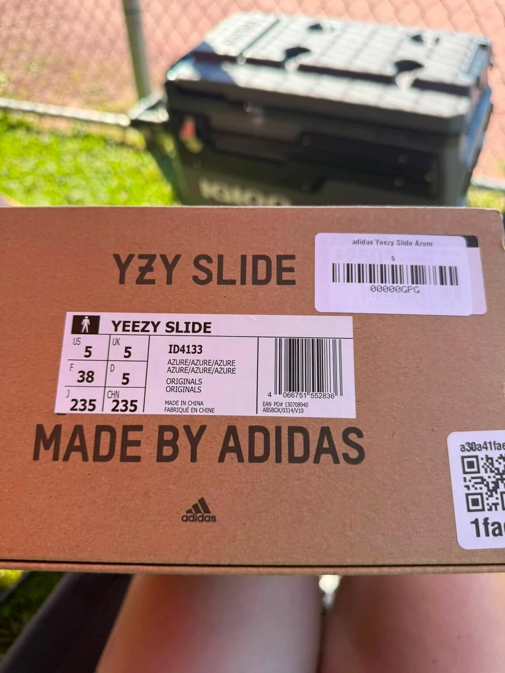 Kids adidas YZY Slide in Azure Blue